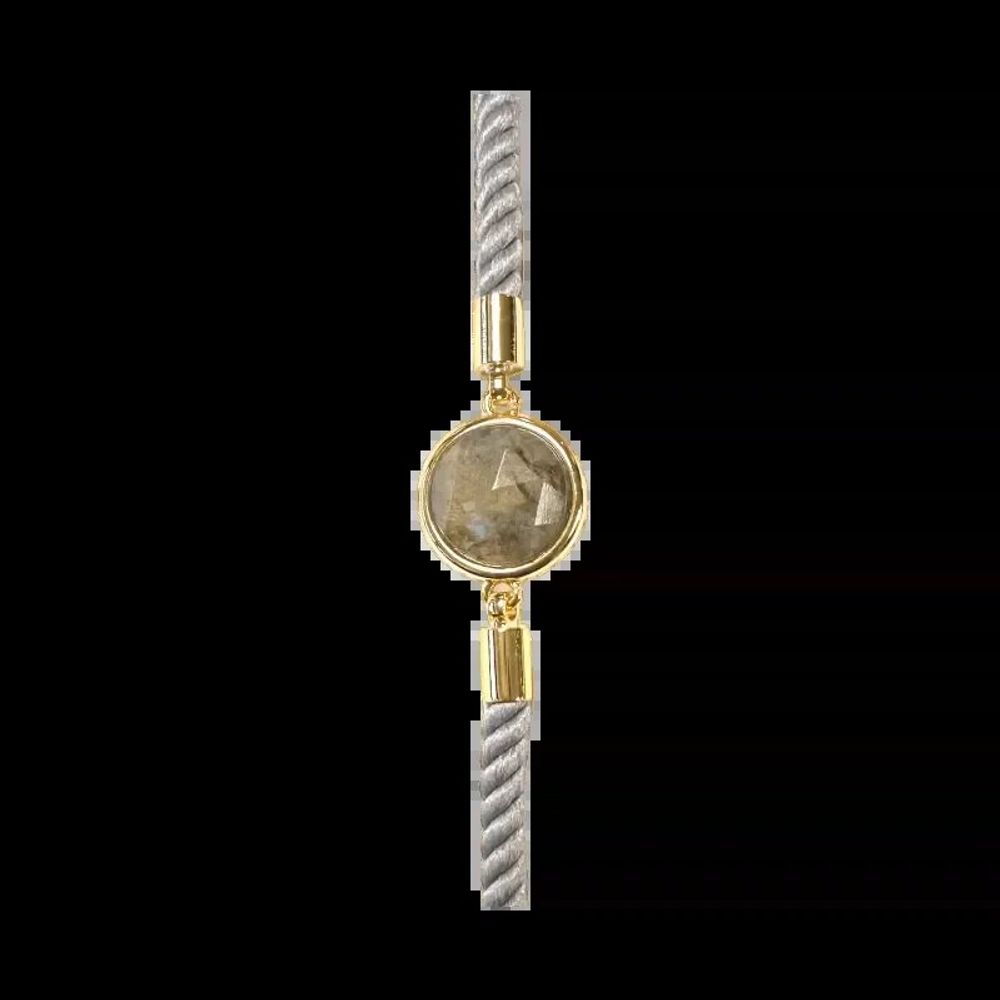 Bracelets - Round Faceted Labradorite Brass Rope Bracelet 12mm - ARABESK