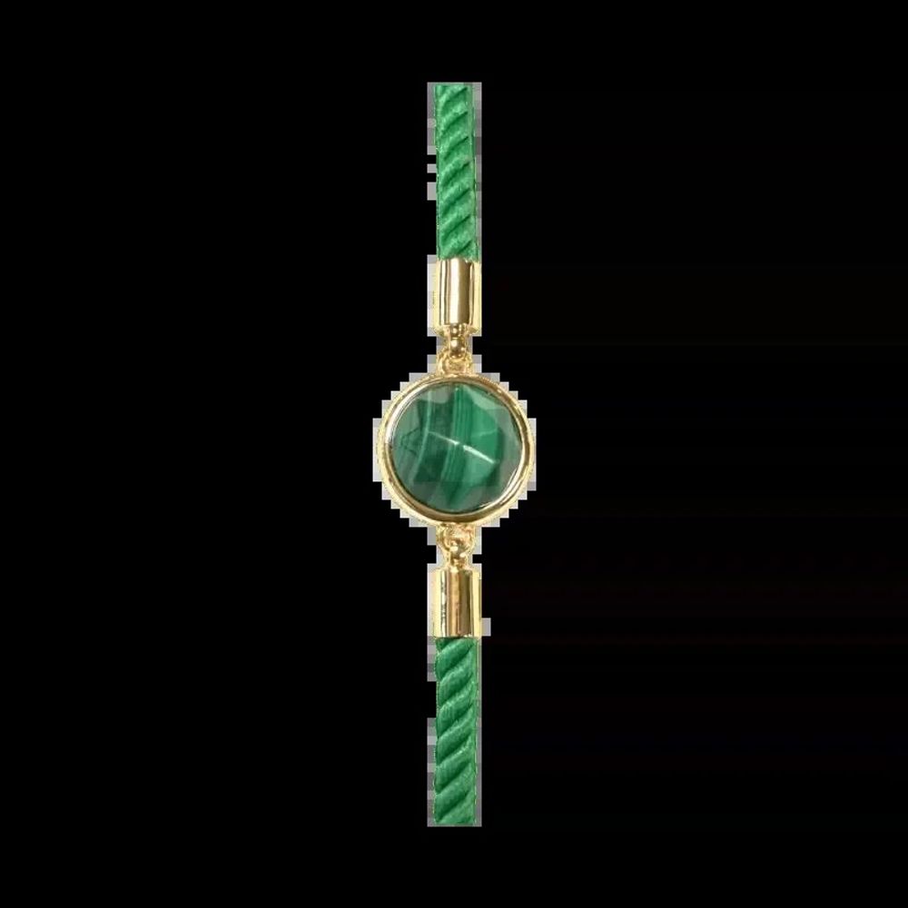 Bracelets - Bracelet Corde Laiton Malachite Rond Facetté 12mm - ARABESK