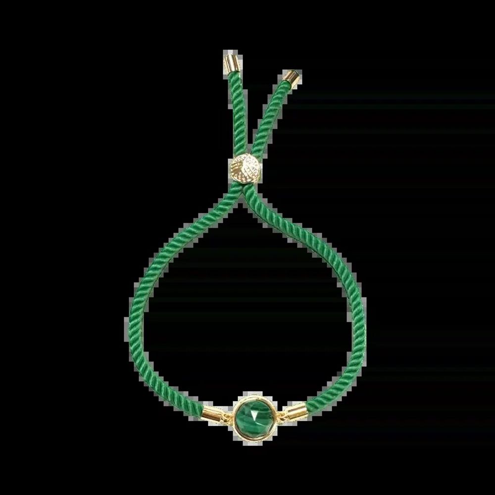 Bracelets - Bracelet Corde Laiton Malachite Rond Facetté 12mm - ARABESK