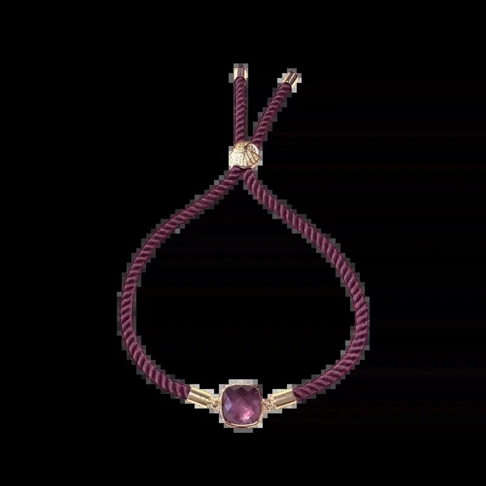 Bracelets - Bracelet Corde Laiton Amethyste Carré Facetté 11mm - ARABESK