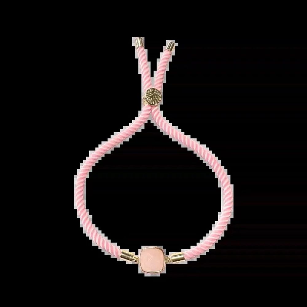 Bracelets - Faceted Square Rose Quartz Brass Rope Bracelet 11mm - ARABESK