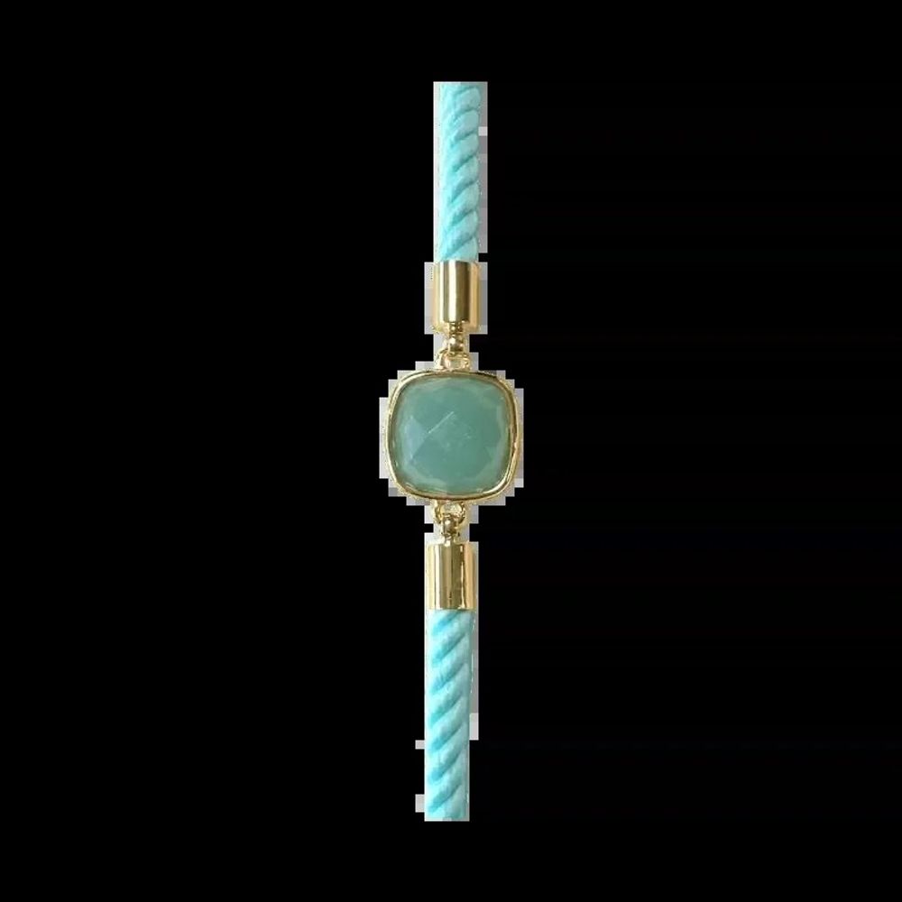 Bracelets - Bracelet Corde Laiton Amazonite Carré Facetté 11mm - ARABESK