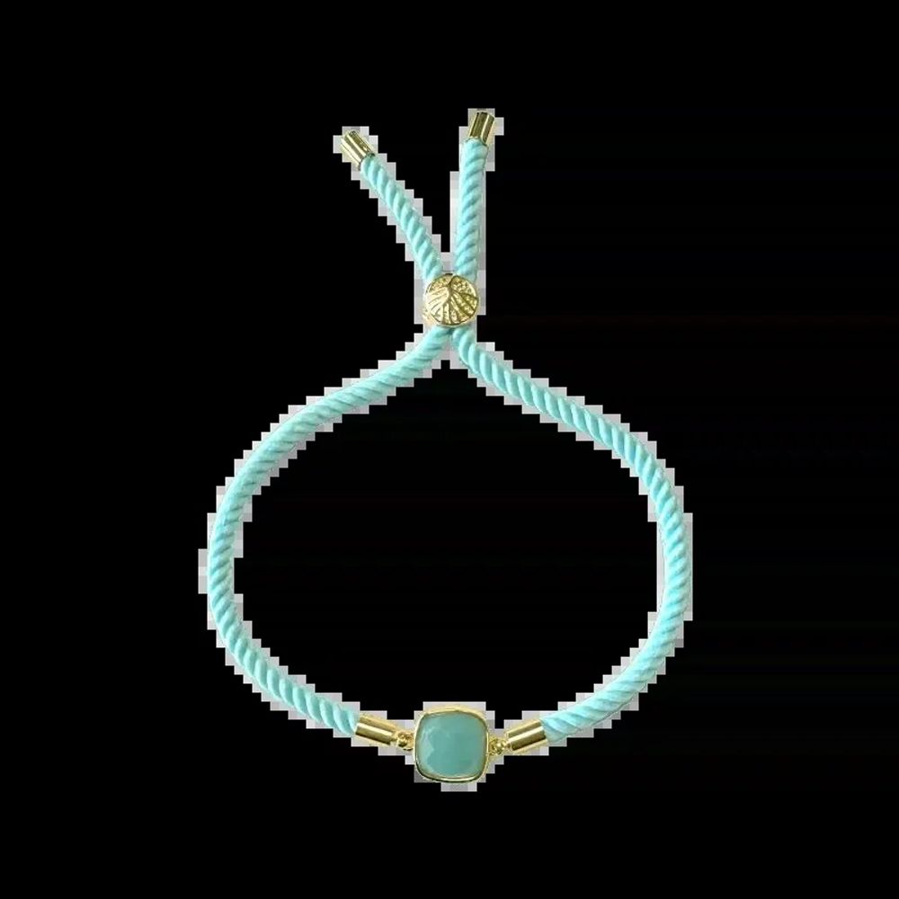 Bracelets - Bracelet Corde Laiton Amazonite Carré Facetté 11mm - ARABESK