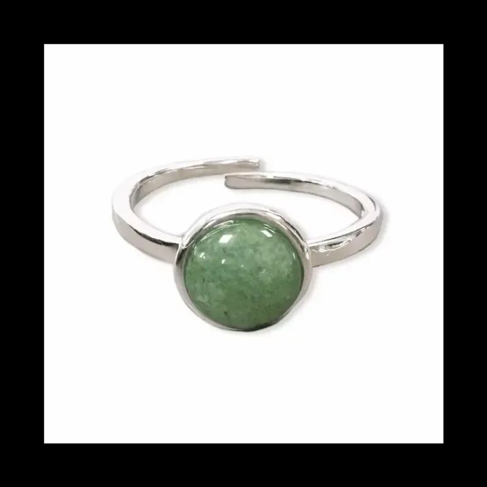 Bijoux - Bague Argent 925 Ajustable Ronde Aventurine Verte AA 8mm - ARABESK