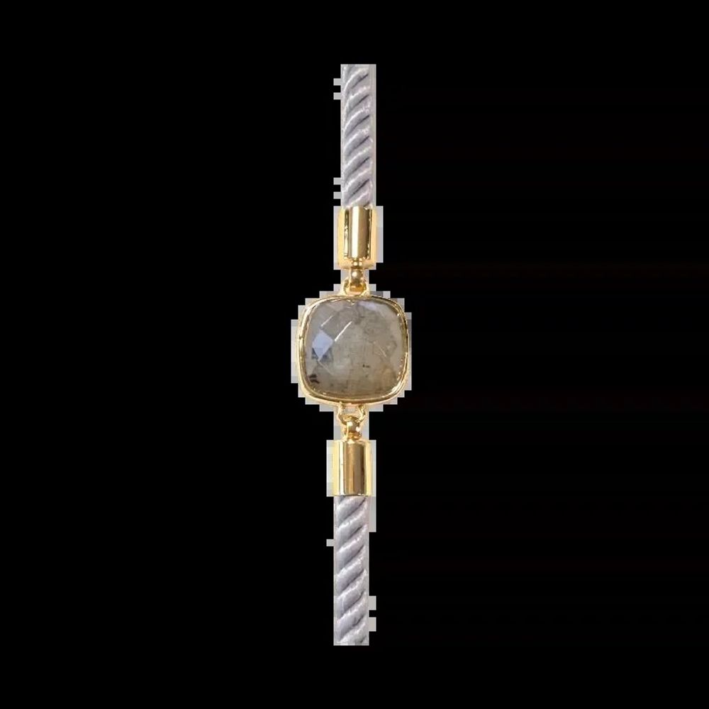 Bracelets - Bracelet Corde Laiton Labradorite Carré Facetté 11mm - ARABESK