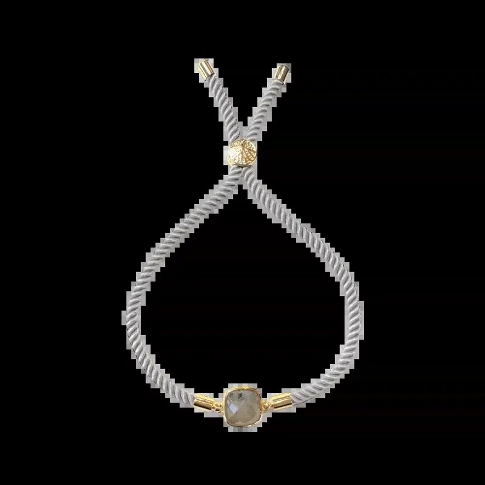 Bracelets - Bracelet Corde Laiton Labradorite Carré Facetté 11mm - ARABESK