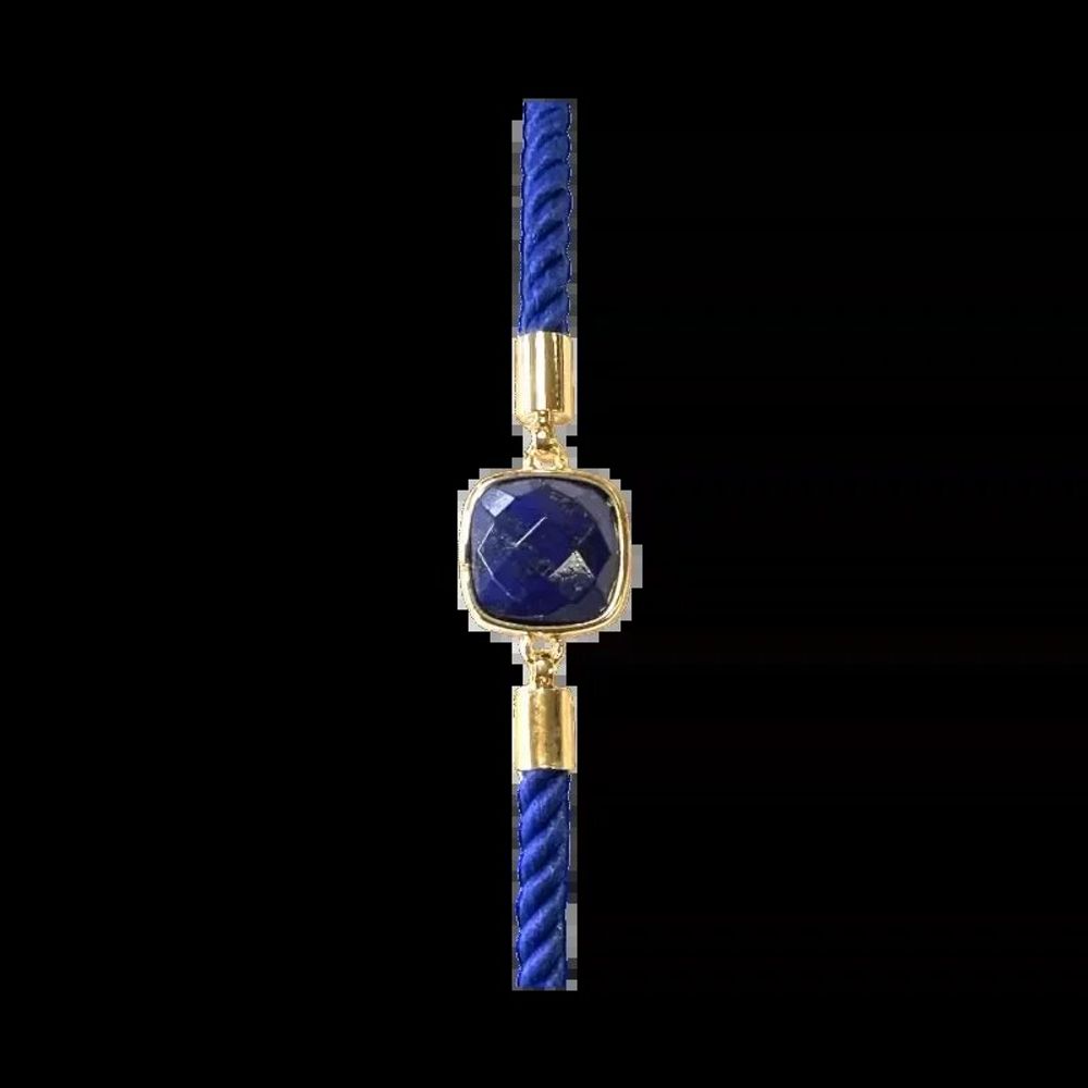 Bracelets - Bracelet Corde Laiton Lapis Lazuli Carré Facetté 11mm - ARABESK
