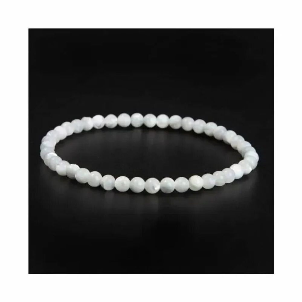 Bracelets - White mother-of-pearl bracelet with 6mm beads - ARABESK