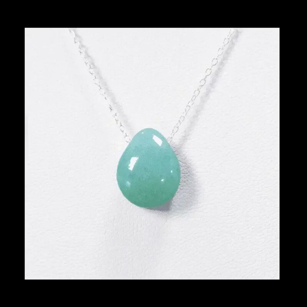 Bijoux - Colliers Argent 925 Pierre Percée Amazonite AA 14mm - ARABESK