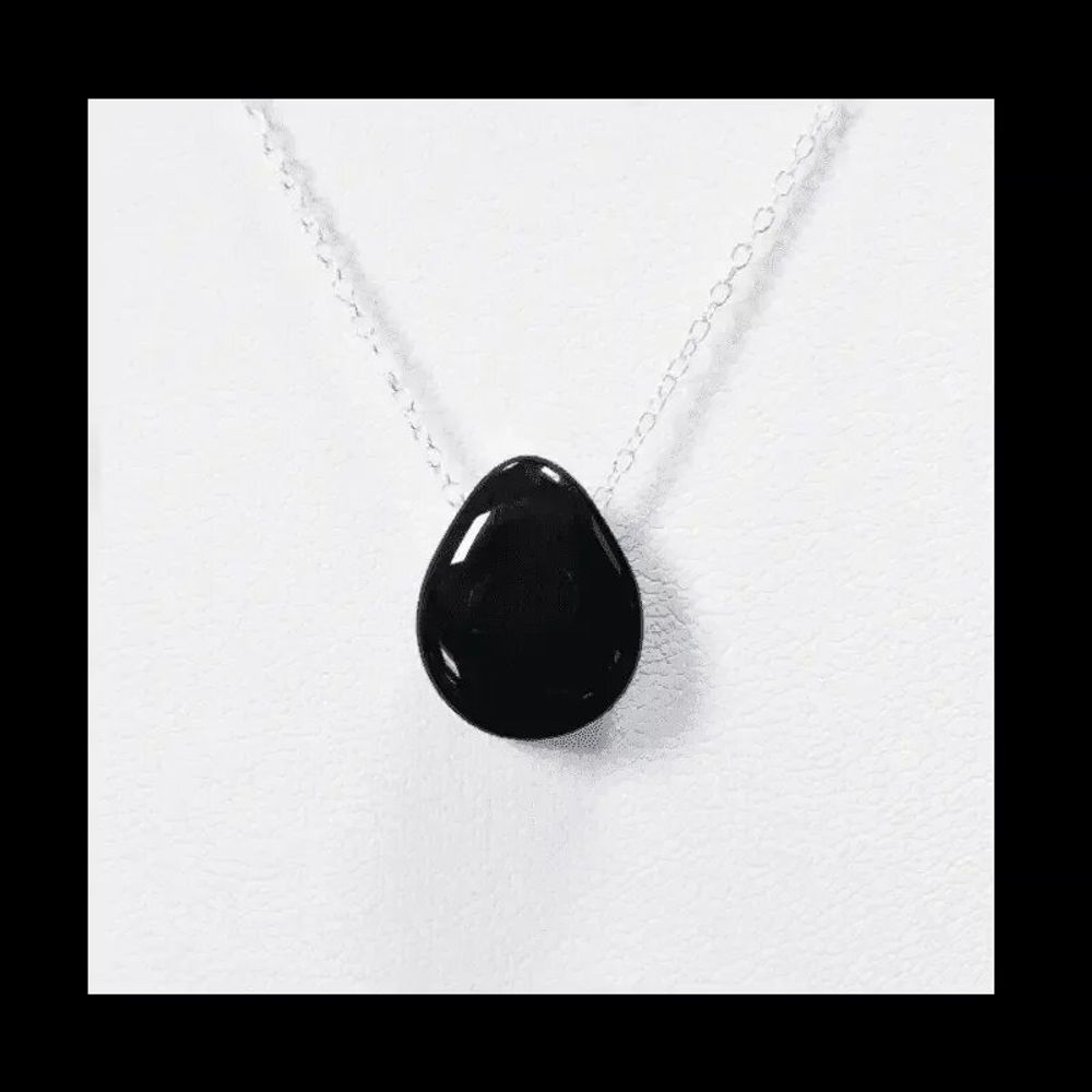 Bijoux - Colliers Argent 925 Pierre Percée Obsidienne Noire A 14mm - ARABESK