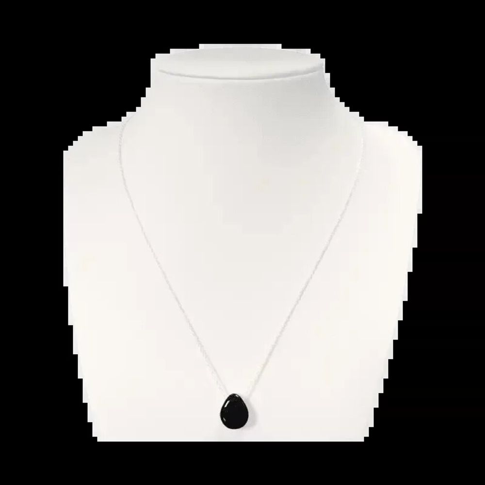 Bijoux - Colliers Argent 925 Pierre Percée Obsidienne Noire A 14mm - ARABESK