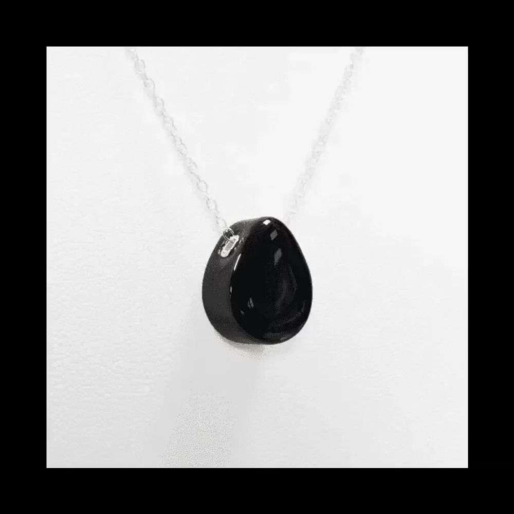 Bijoux - Colliers Argent 925 Pierre Percée Obsidienne Noire A 14mm - ARABESK