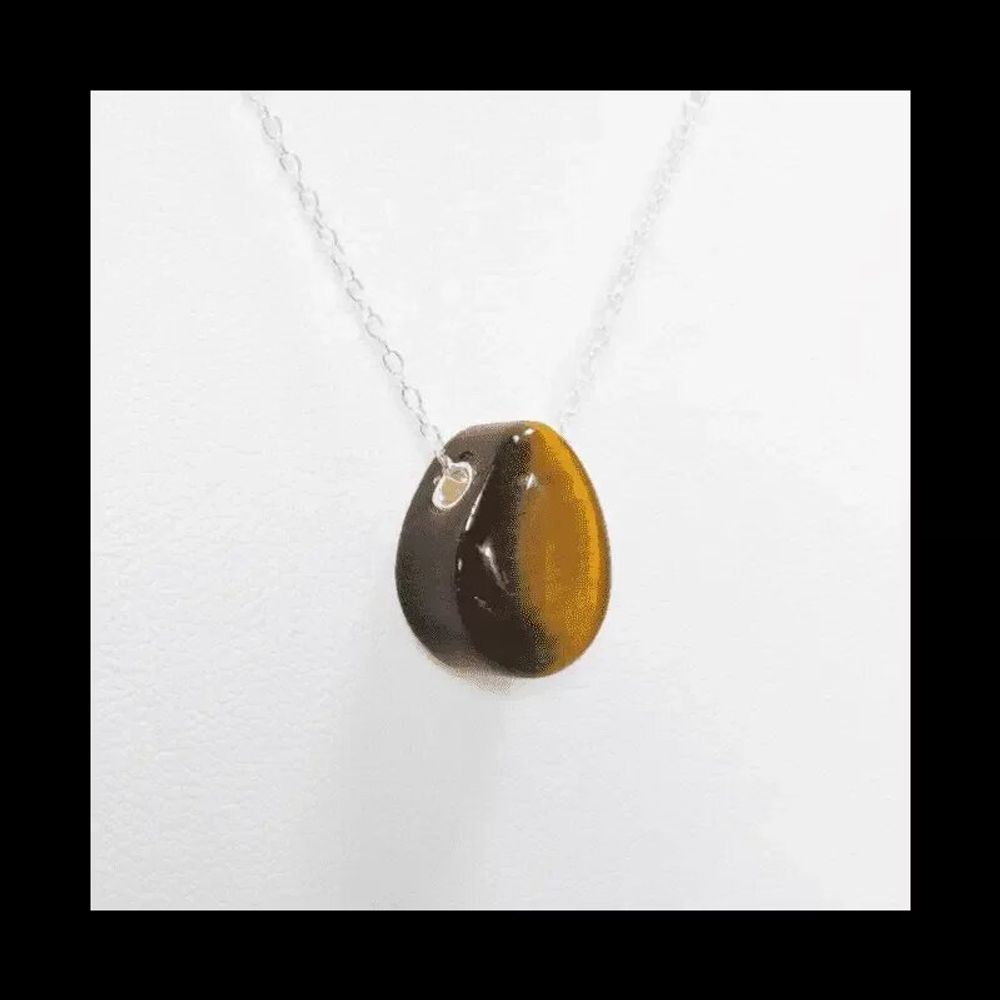 Jewelry - 925 Silver Necklaces Pierced Stone Tiger Eye AA 14mm - ARABESK