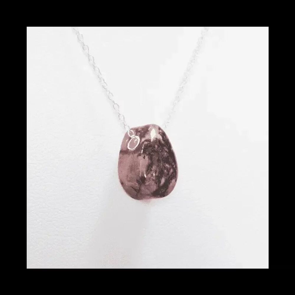Jewelry - 925 Silver Necklaces Rhodonite Pierced Stone A 14mm - ARABESK