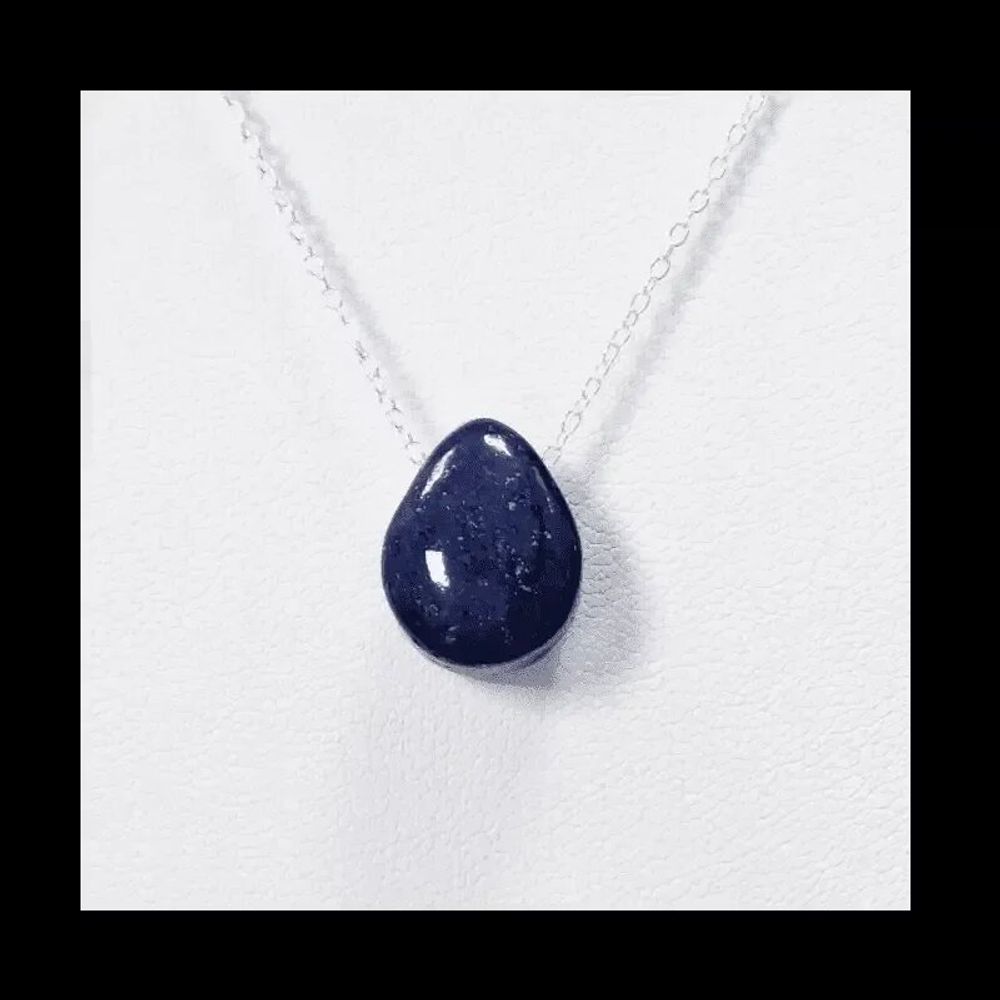 Bijoux - Colliers Argent 925 Pierre Percée Lapis Lazuli AA 14mm - ARABESK