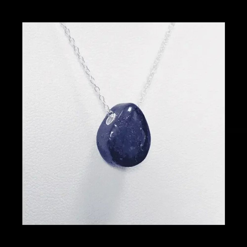 Bijoux - Colliers Argent 925 Pierre Percée Lapis Lazuli AA 14mm - ARABESK
