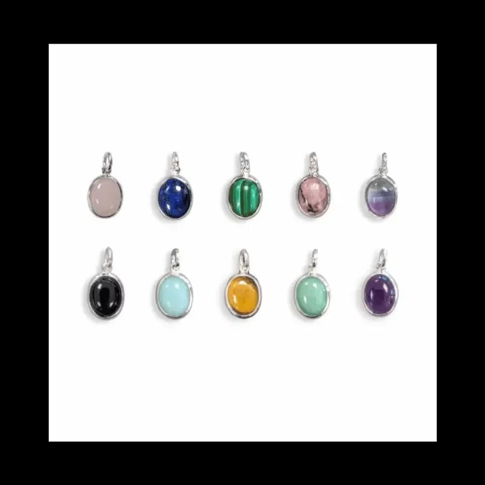 Bijoux - Pendentif Ovale Argent 925 Aventurine Verte A 13mm - ARABESK