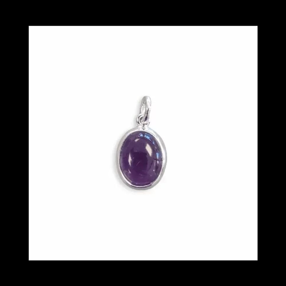 Jewelry - 925 Silver Oval Pendant Amethyst AA 13mm - ARABESK