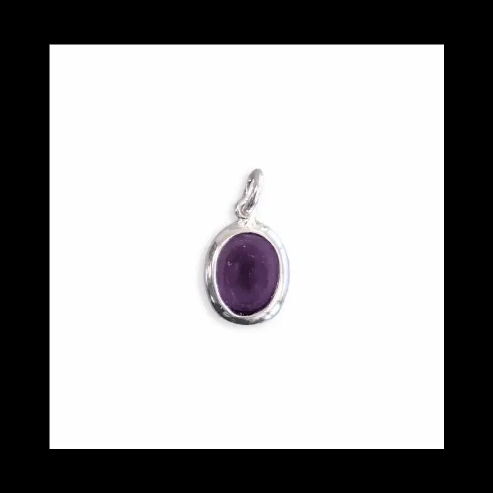 Jewelry - 925 Silver Oval Pendant Amethyst AA 13mm - ARABESK