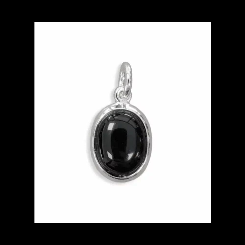 Bijoux - Pendentif Ovale Argent 925 Obsidienne Noire A 13mm - ARABESK