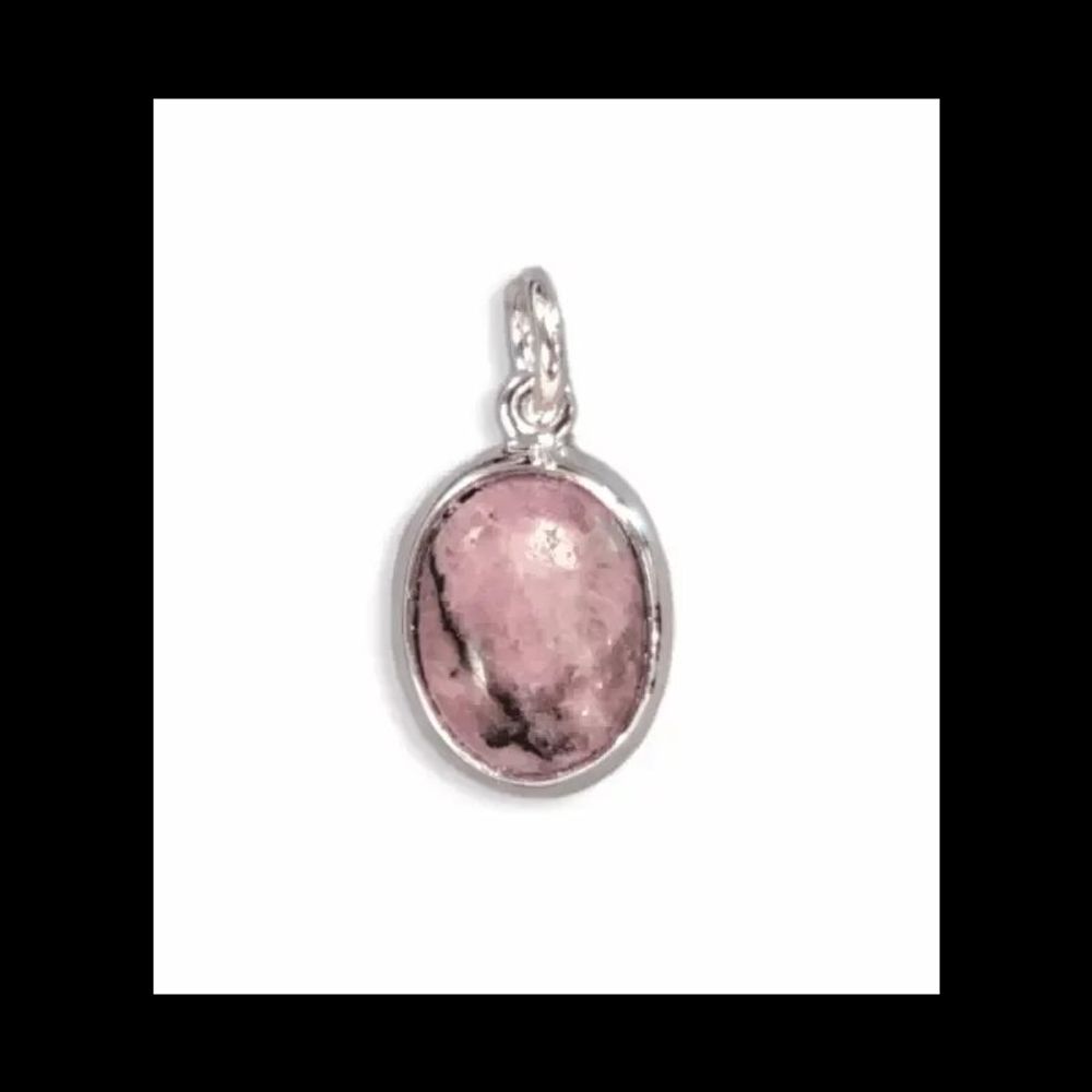 Jewelry - 925 Silver Oval Rhodonite Pendant A 13mm - ARABESK