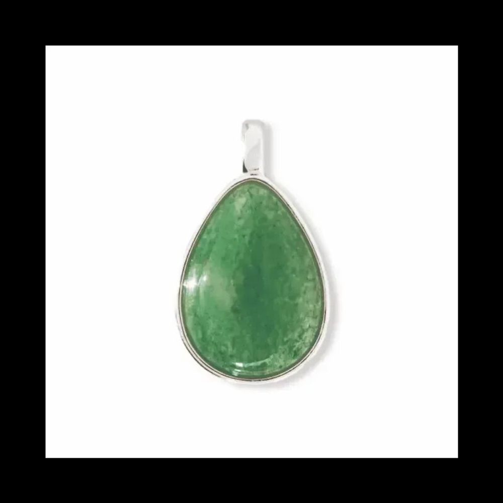 Bijoux - Pendentif Goutte Argent 925 Aventurine Verte A 23.5mm - ARABESK