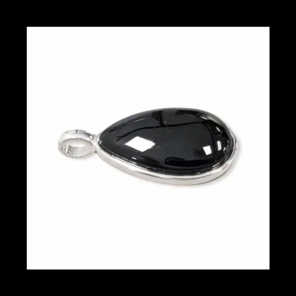 Jewelry - 925 Silver Drop Pendant Black Obsidian AA 23.5mm - ARABESK