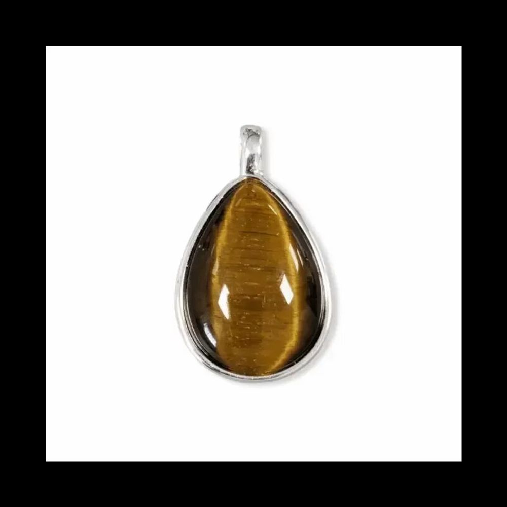 Jewelry - 925 Silver Tiger Eye Drop Pendant AA 23.5mm - ARABESK