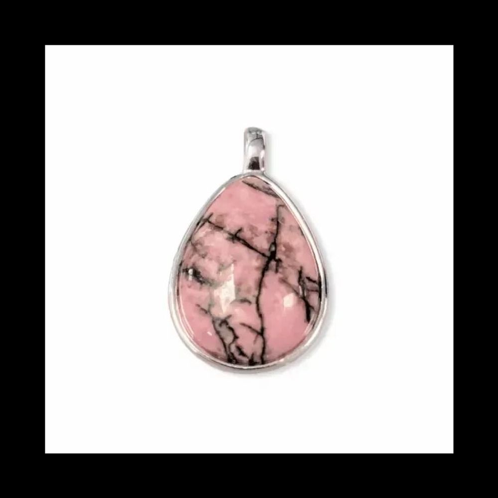 Bijoux - Pendentif Goutte Argent 925 Rhodonite A 23.5mm - ARABESK