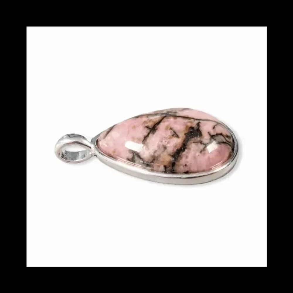 Bijoux - Pendentif Goutte Argent 925 Rhodonite A 23.5mm - ARABESK