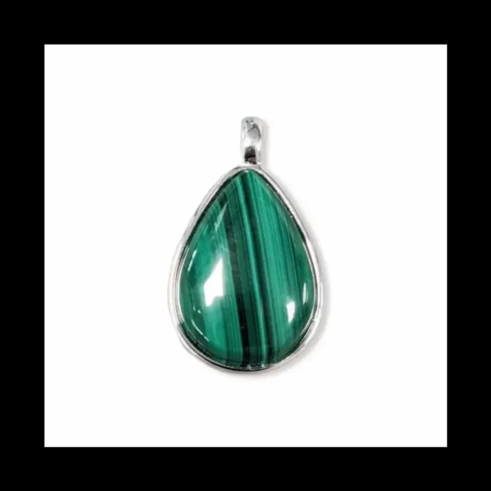 Jewelry - 925 Silver Malachite Drop Pendant AAA 23.5mm - ARABESK