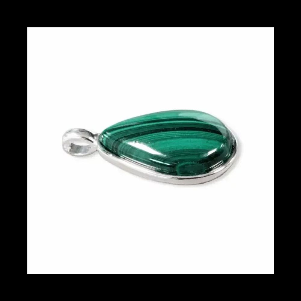 Jewelry - 925 Silver Malachite Drop Pendant AAA 23.5mm - ARABESK