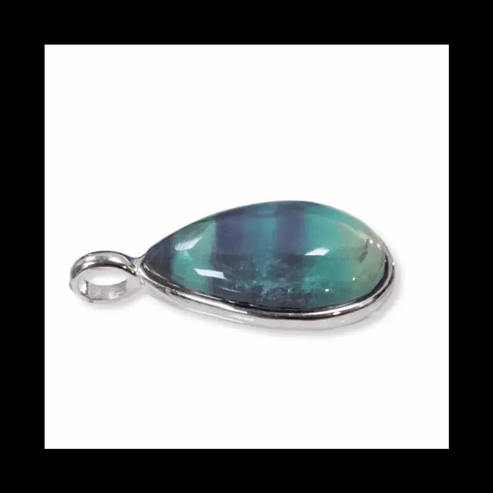 Jewelry - 925 Silver Drop Pendant Fluorite AA 23.5mm - ARABESK