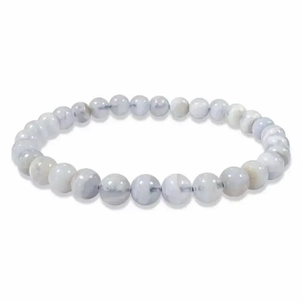 Bracelets - Bracelet Blue Chalcedony Ribbon A beads 6mm - ARABESK
