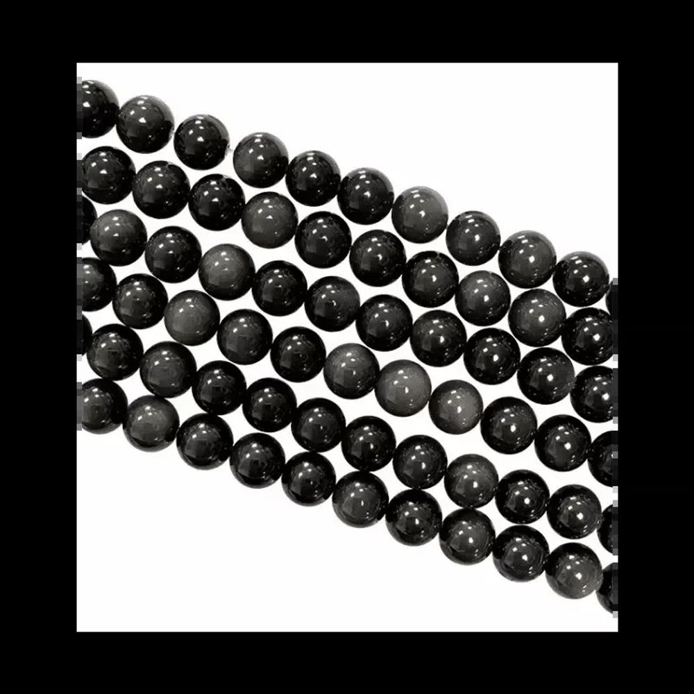 Bijoux - Obsidienne Œil Céleste AA perles 8mm sur fil 40cm - ARABESK