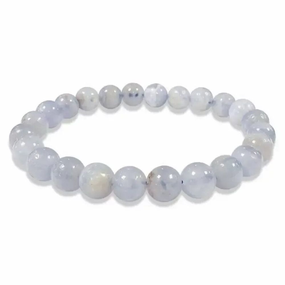Bracelets - Ribboned Blue Chalcedony A Bracelet 8mm beads - ARABESK