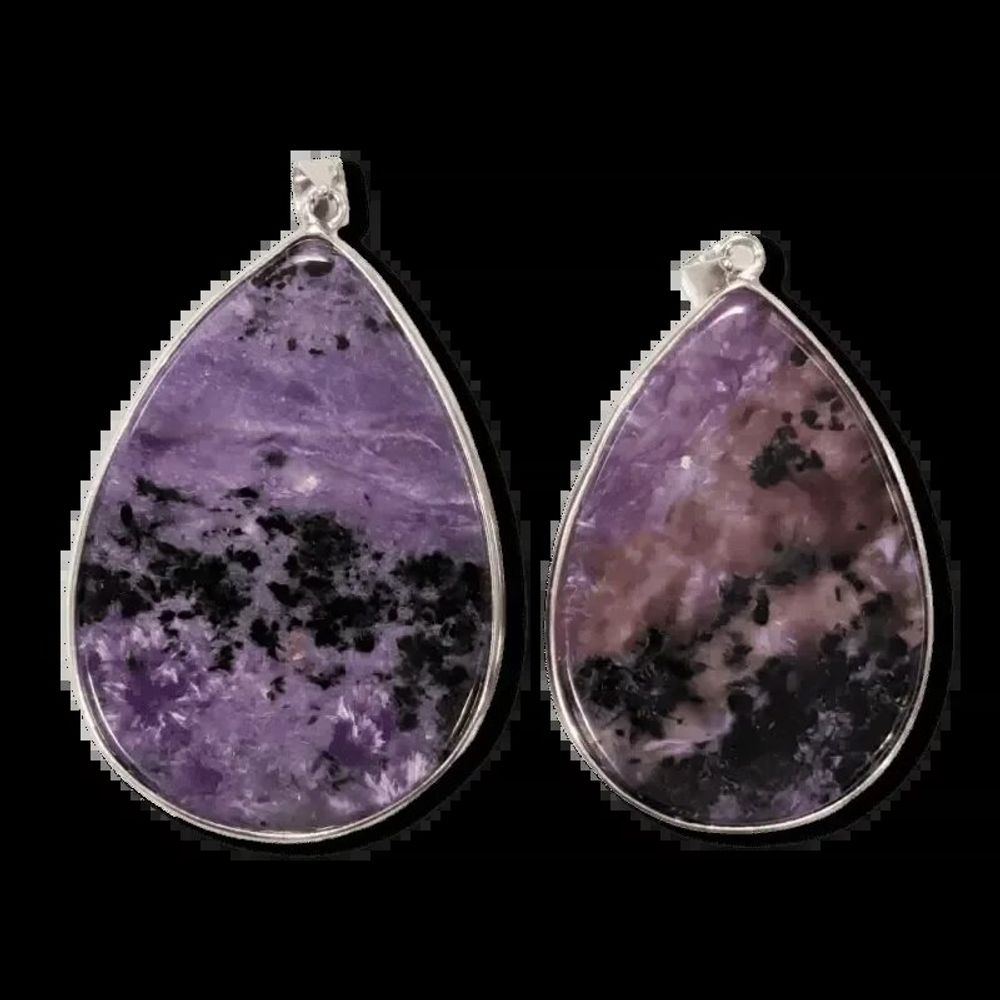 Bijoux - Pendentif Argent 925 Charoite AA 2 pièces 23.83g - ARABESK