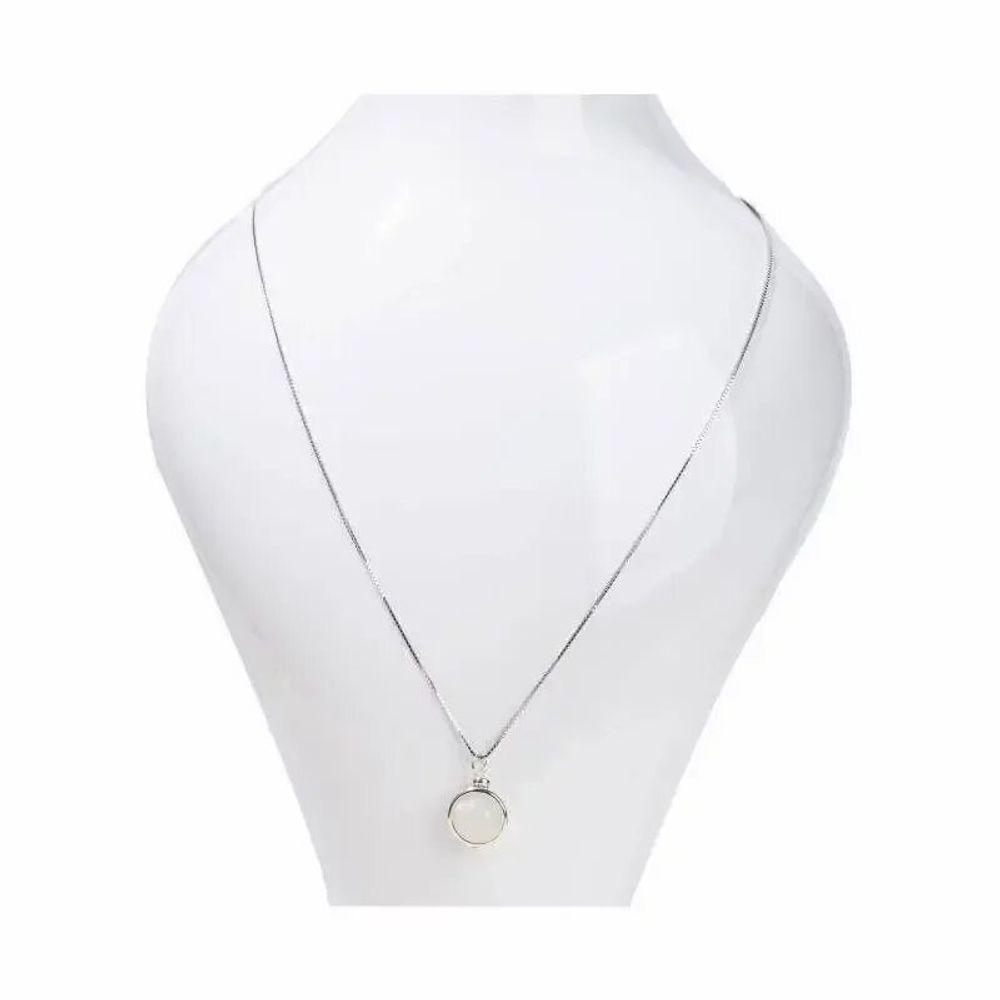 Jewelry - 925 Silver Necklace with Black White Moonstone Pendant A 10mm - ARABESK