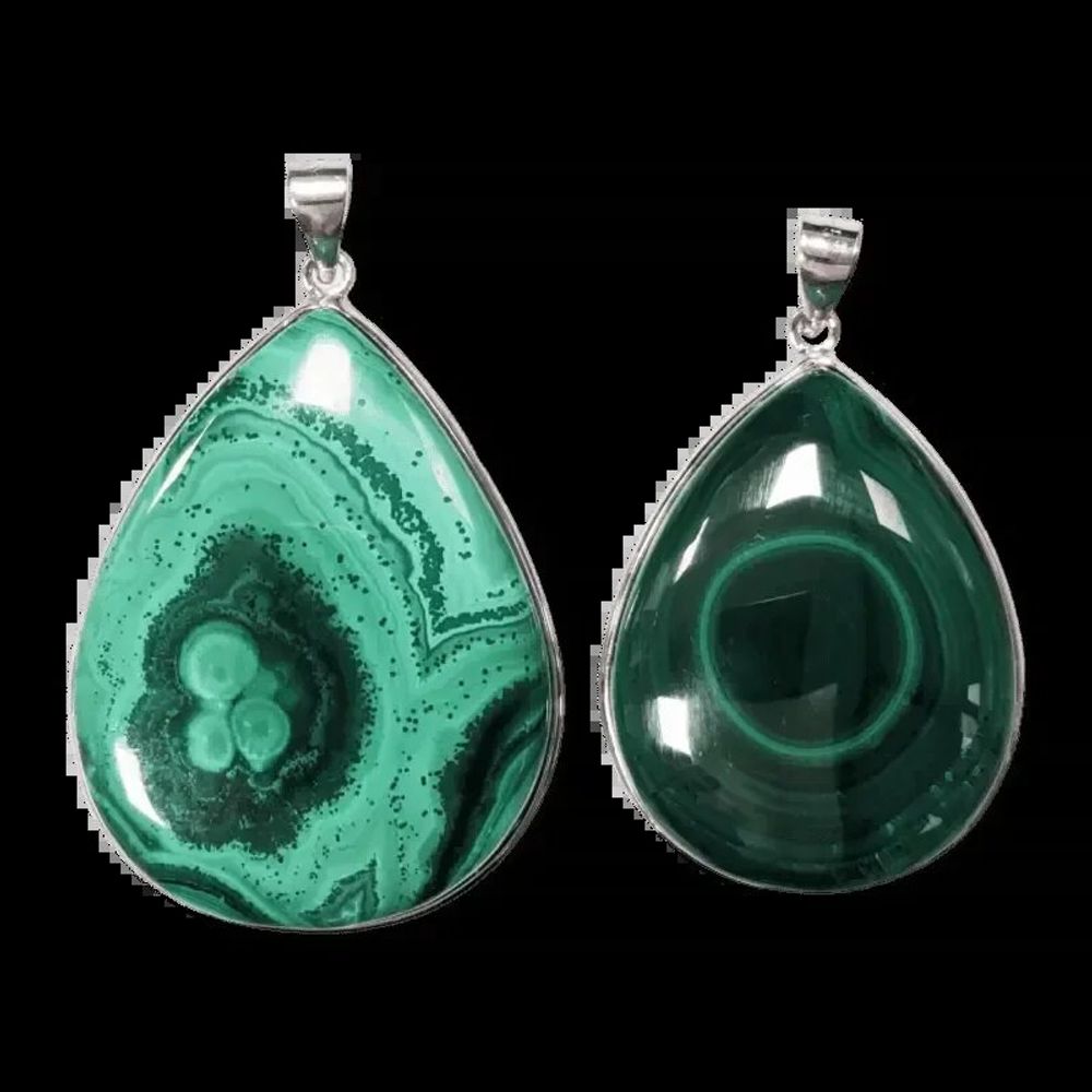 Bijoux - Pendentif Argent 925 Malachite AA 2 pièces 23.52g - ARABESK