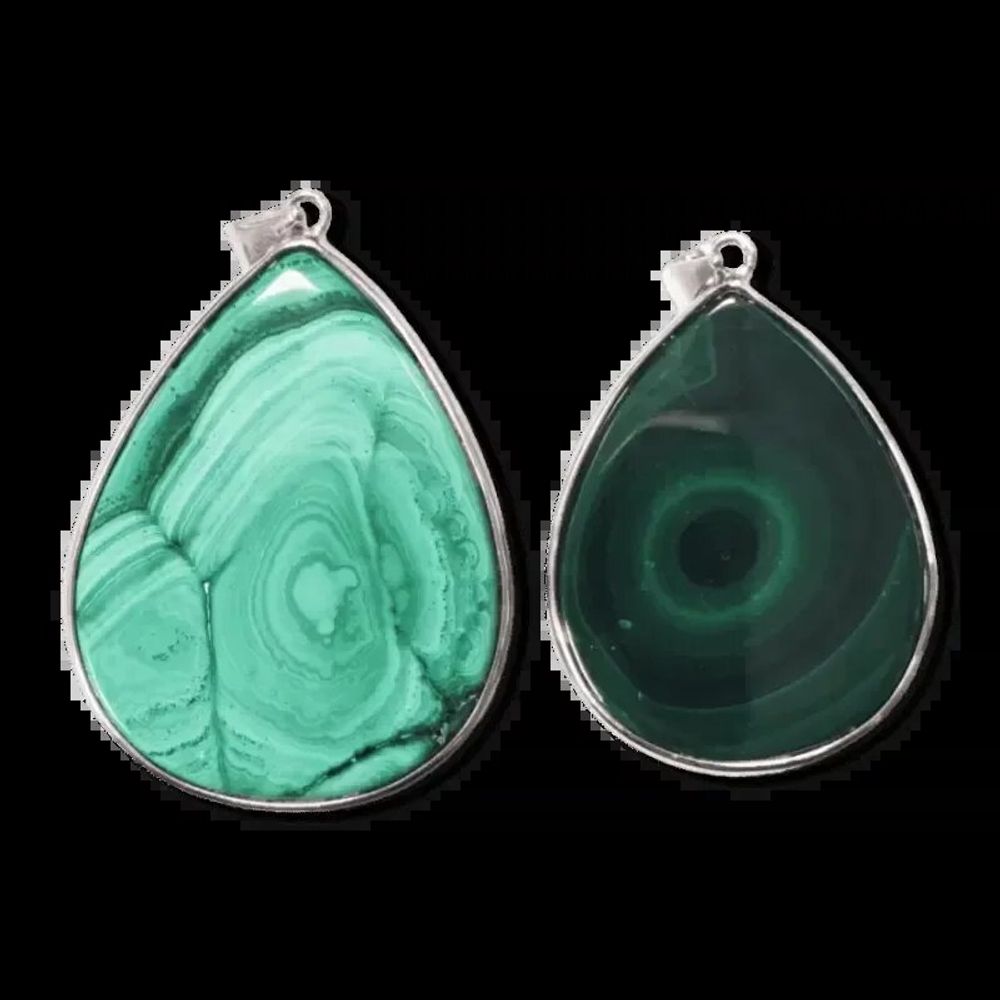 Bijoux - Pendentif Argent 925 Malachite AA 2 pièces 23.52g - ARABESK