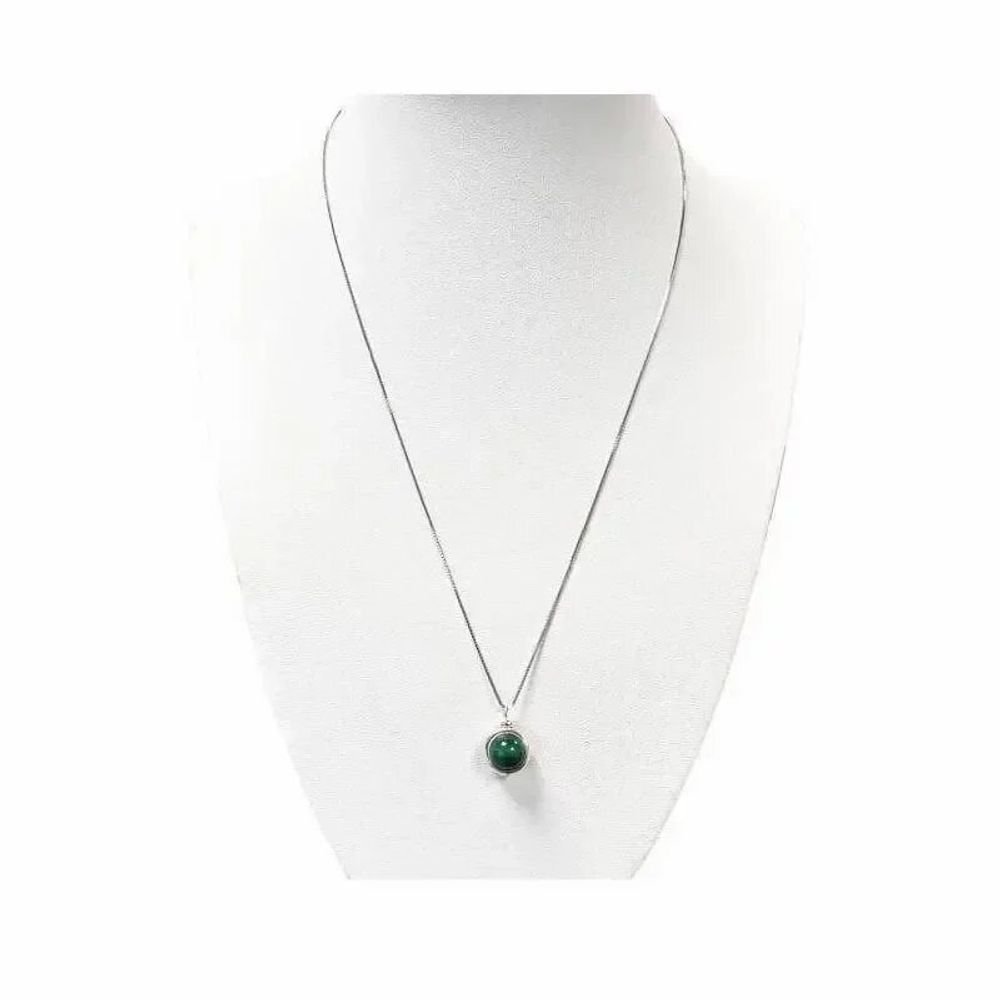 Jewelry - 925 Silver Necklace with Malachite Ball Pendant AA 10mm - ARABESK