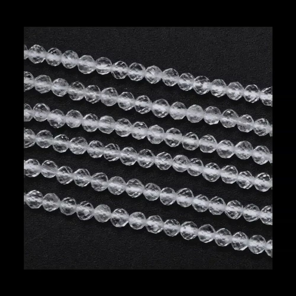 Bijoux - Cristal de Roche Facettée A perles 3mm sur fil 40cm - ARABESK