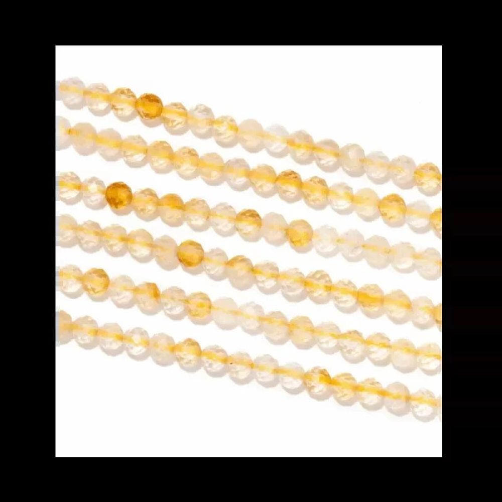 Bijoux - Citrine Naturelle Facettée A perles 3mm sur fil 40cm - ARABESK