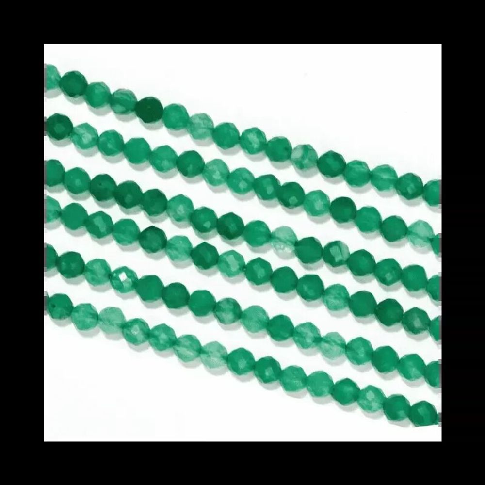 Jewelry - Faceted Green Aventurine A 3mm beads on 40cm wire - ARABESK
