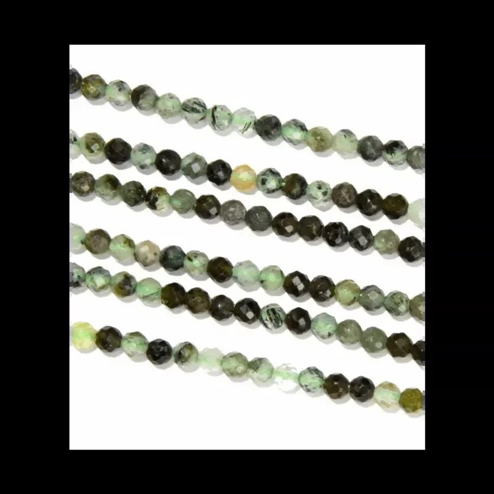 Jewelry - Faceted Prehnite A 3mm beads on 40cm wire - ARABESK
