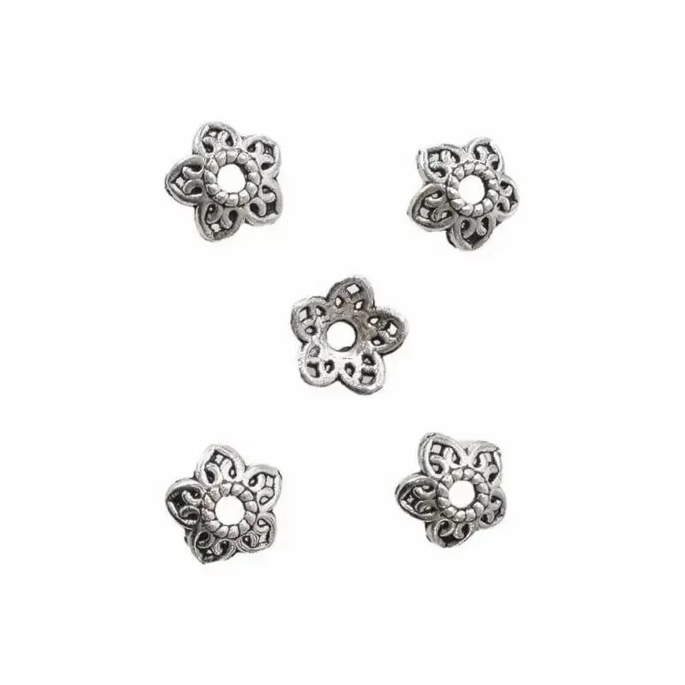 Jewelry - Silver Flower Spacer Charm Beads 8mm x100 - ARABESK