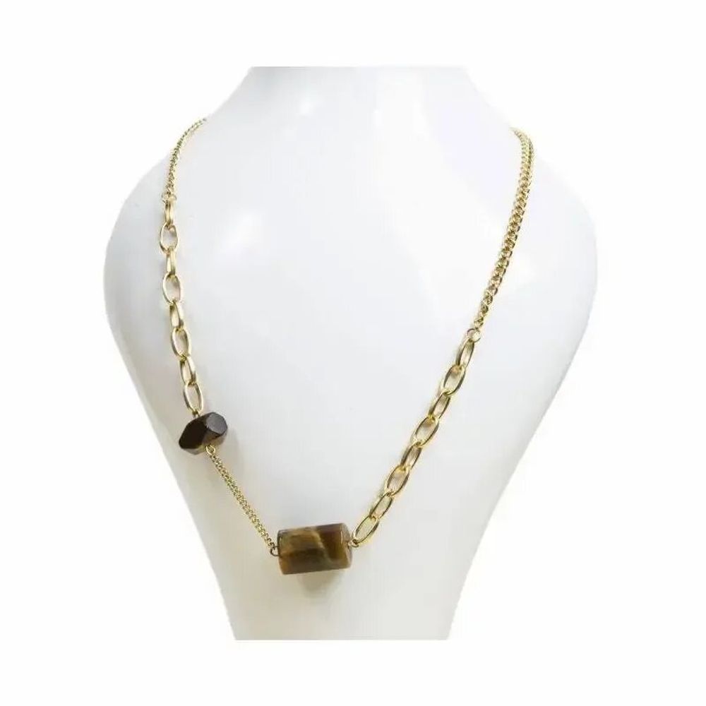 Jewelry - Gold Stainless Steel Tiger Eye Necklace A - ARABESK