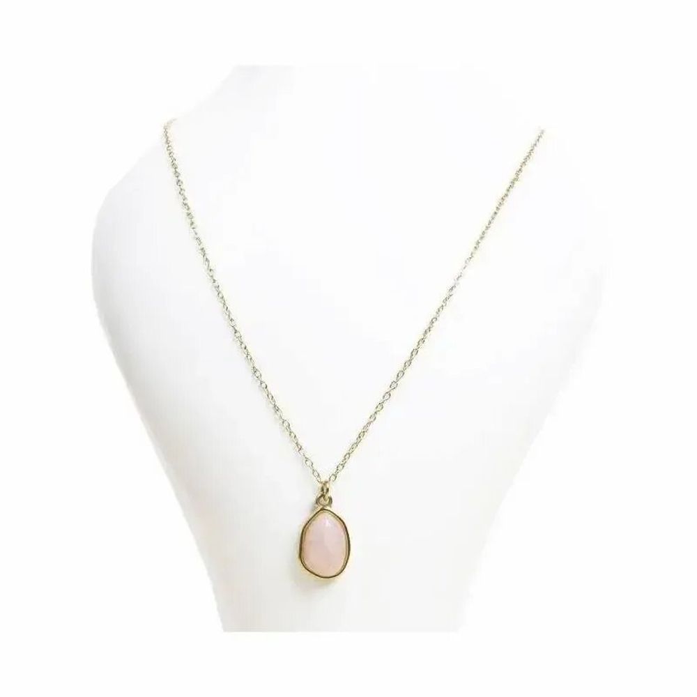 Bijoux - Collier Acier Inoxydable Doré avec Pendentif Géomètrique Quartz Rose AA 15mm - ARABESK