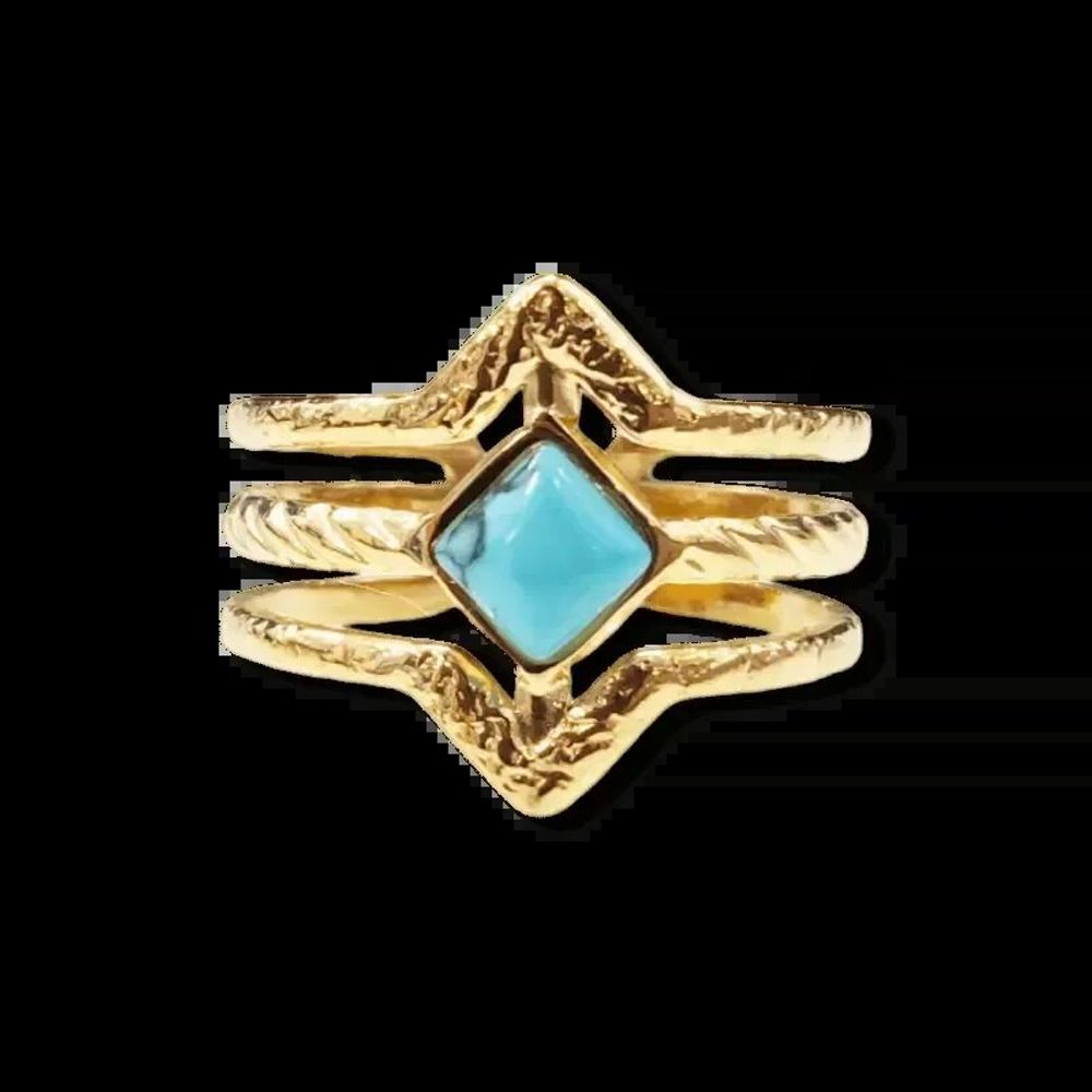 Jewelry - Adjustable Golden Stainless Steel Ring Turquénite Rhombus A - ARABESK