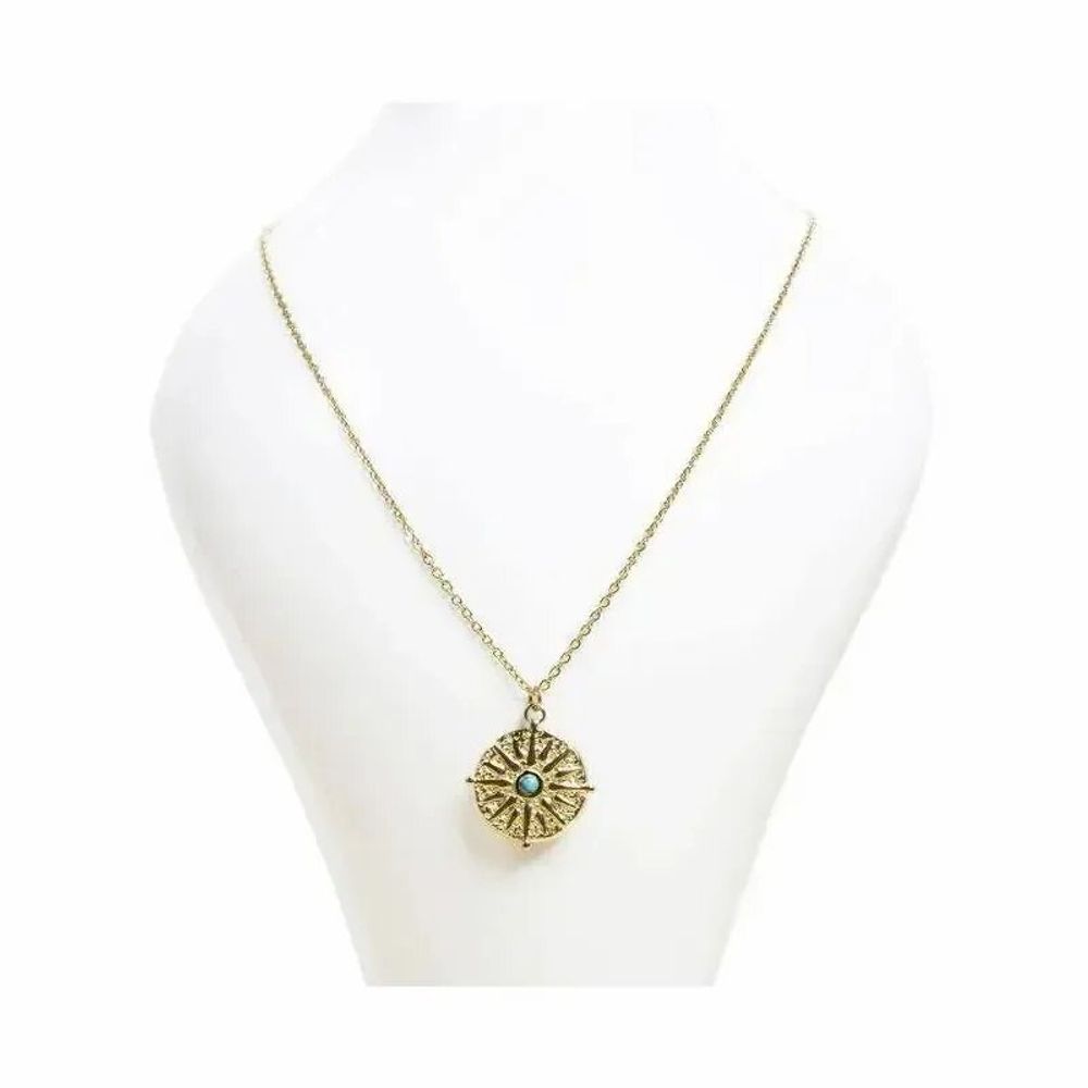 Jewelry - Gold Stainless Steel Sun Turquénite Necklace A - ARABESK